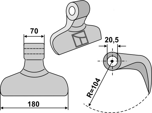 Hammerschlegel 180x70mm geeignet für: Cabe (Nuova Cabe) Y-knive, Hammerslagler 