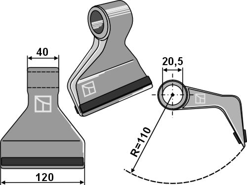 Hammerschlegel 120x40mm - PTA geeignet für: Maschio / Gaspardo Y-blades, flails, pruning hammers, pruning hammers PTA