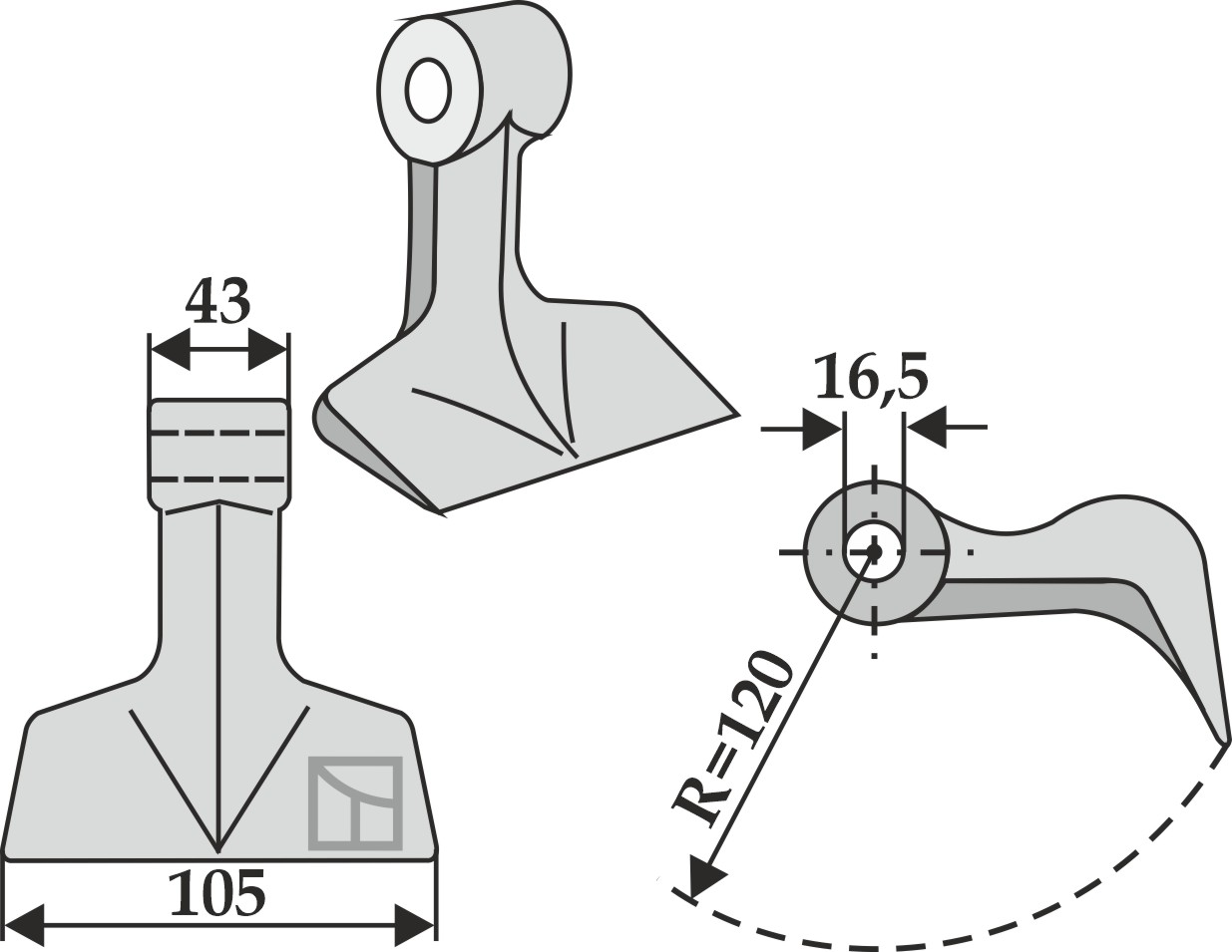 Hammerschlegel 105x43mm geeignet für: Votex Pruning hammers, blades twisted, Y-blades, flails