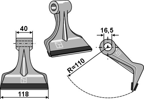 Hammerschlegel 118x40mm - PTA geeignet für: Maschio / Gaspardo Y-blades, flails, pruning hammers, pruning hammers PTA