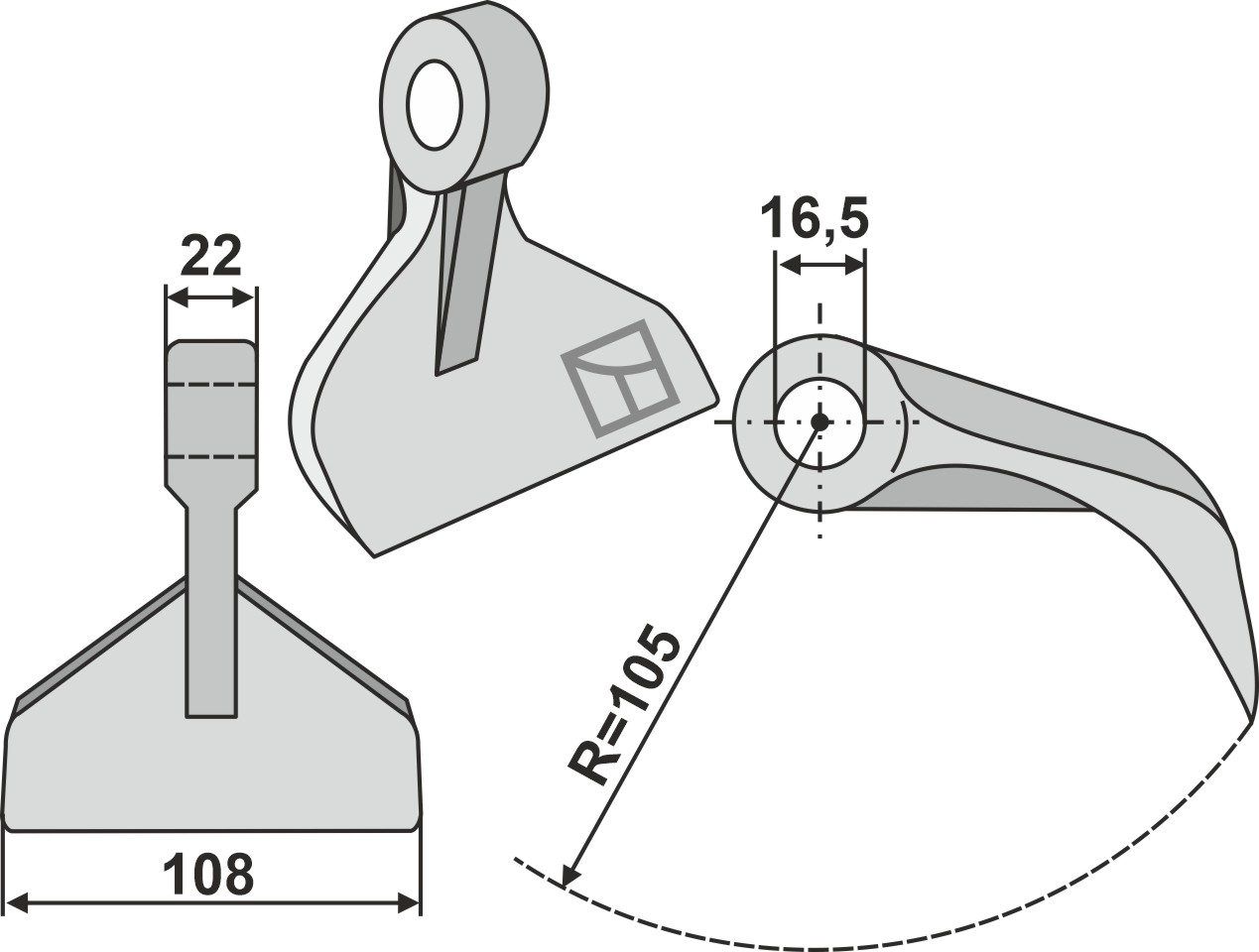 Hammerschlegel 108x22mm geeignet für: Perfect Pruning hammers, pruning hammer PTA, flails, arched blades, L blades