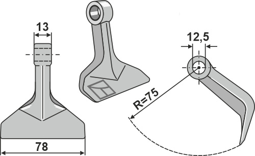 Hammerschlegel 78x13mm geeignet für: Hymach Y-böades, straight lades, mower-blades, flails, pruning hammers 