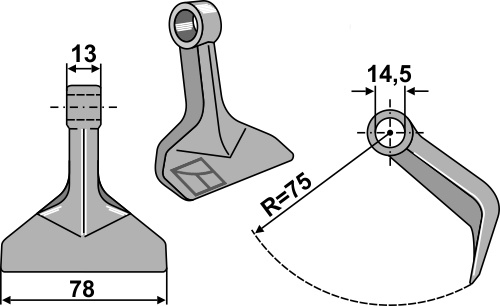 Hammerschlegel 78x13mm geeignet für: Maschio / Gaspardo Y-blades, flails, pruning hammers, pruning hammers PTA