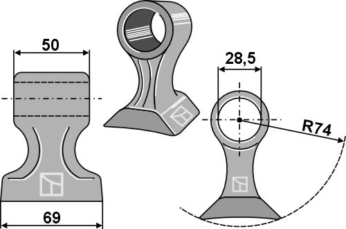 Hammerschlegel 69x50mm geeignet für: Dücker Y-knive, slagle, hammerslagler 