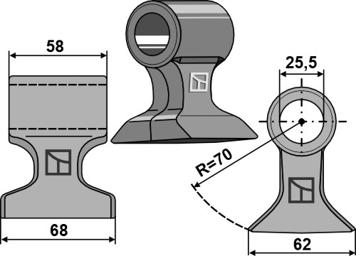 Hammerschlegel geeignet für: Mc Connel Hamerklepels, Y-messen, maaimes