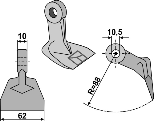 Hammerschlegel 62x10mm geeignet für: Mc Connel Hammerslagler, Y-knive, knive 