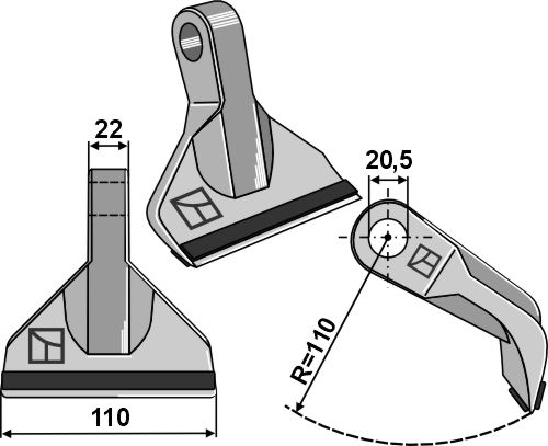 Hammerschlegel 110x22mm - PTA geeignet für: Perfect Pruning hammers, pruning hammer PTA, flails, arched blades, L blades
