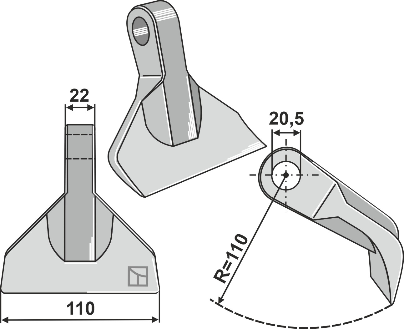 Hammerschlegel 110x22mm geeignet für: Perfect Pruning hammers, pruning hammer PTA, flails, arched blades, L blades
