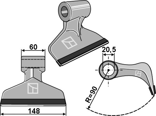 Hammerschlegel 148x60mm - PTA geeignet für: Maschio / Gaspardo Y-blades, flails, pruning hammers, pruning hammers PTA