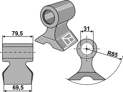 Hammerschlegel 69,5x79,5mm geeignet für: Berti Y-blades, flails, pruning hammers, pruning hammer PTA