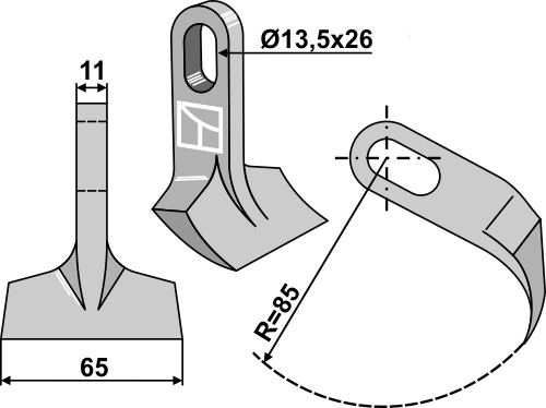 Hammerschlegel 65x11mm geeignet für: Peruzzo Marteaux broyeurs, couteaux Y, couteaux de scarificateurs