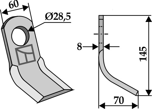 Y-Messer geeignet für: Sauerburger Hammerslagler, hammerslagler PTA, Y-knive, knive 