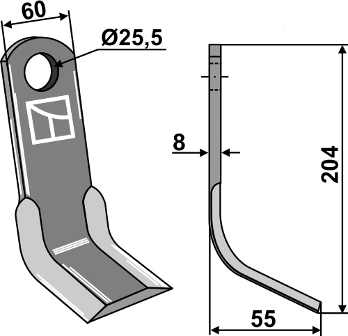 Y-Messer 204x60mm geeignet für: Agricom Marteaux broyeurs, marteau broyeur PTA
