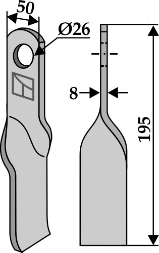 Gedrehtes Messer 195x50mm geeignet für: Sicma Pruning hammers, pruning hammer PTA