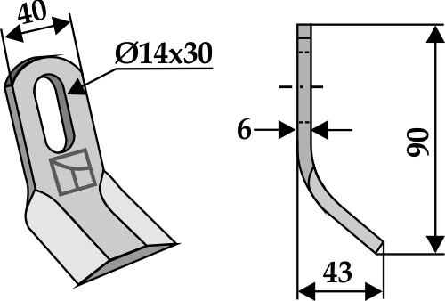 Y-Messer 90x40mm geeignet für: Cabe (Nuova Cabe) Y-knive, Hammerslagler 
