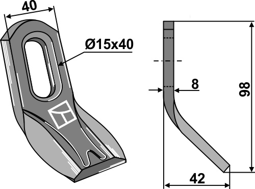 Y-Messer 98x40mm geeignet für: Carroy et Giraudon Couteaux-Y, coutaux-Y avec maillons de chaîne, marteaux