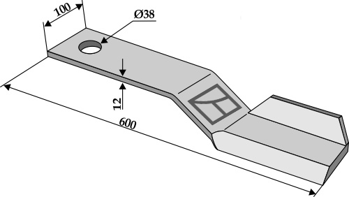 Mähermesser 600mm - links geeignet für: Mc Connel Martillos, Cuchillas Y, cuchillas segadoras, cuchillas