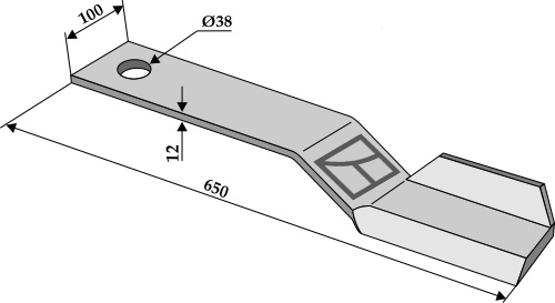 Mähermesser 650mm - links geeignet für: Spearhead Marteaux broyeurs, couteaux, fléaux, couteaux faucheurs, couteaux torsadés, couteaux -Y