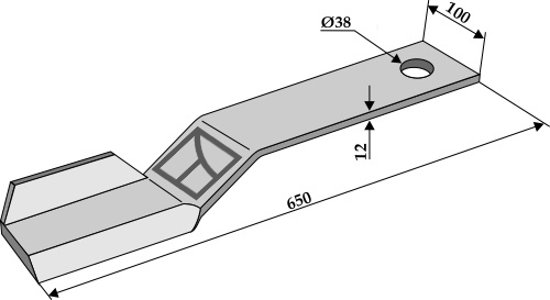 Mähermesser 650mm - rechts geeignet für: Spearhead Hamerklepels, messen, klepels, maaimes, gedraaid messen