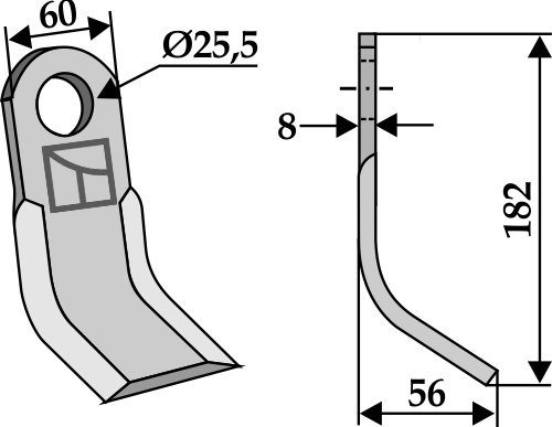 Y-Messer 182x60mm geeignet für: Seppi Hammerslagler, Y-knive, knive, bio knive