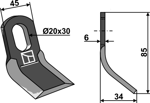 Y-Messer 85x45mm geeignet für: Seppi Hammerslagler, Y-knive, knive, bio knive