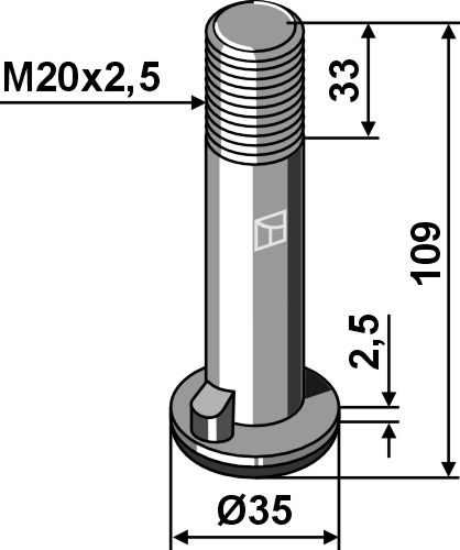Pen M20x2,5 geeignet für: Tehnos Hamerklepels, Spanlager UCFL,  pen, Y-messen