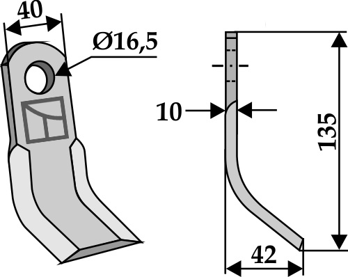 Y-Messer 135x40mm geeignet für: Tierre Hammerslagler, Y-knive