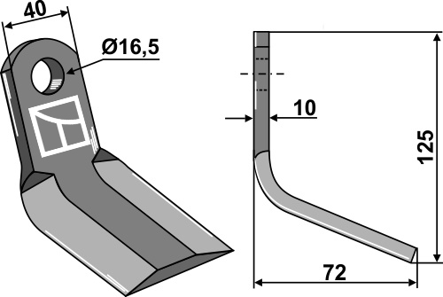 Y-Messer 125x40mm geeignet für: Tierre Hammerslagler, Y-knive
