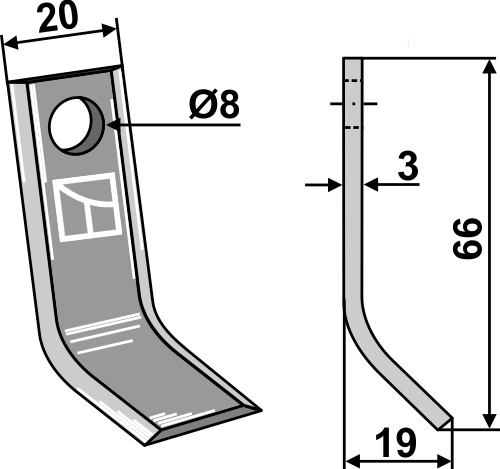 Y-Messer 66x20mm geeignet für: Sabo Noże Y