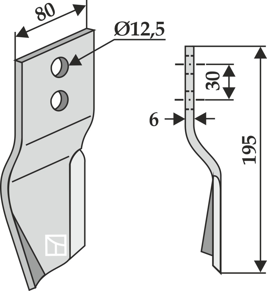 Messer 195x80mm geeignet für: Szolnoki Comminution blades, comminution blades twisted, blades