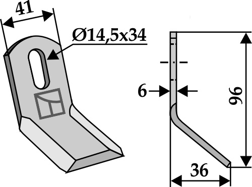 Y-Messer 96x41mm Universal geeignet für: Carroy et Giraudon Couteaux-Y, coutaux-Y avec maillons de chaîne, marteaux
