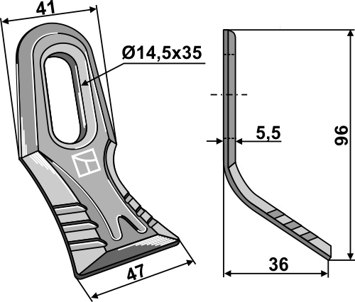 Y-Messer 96x41mm geeignet für: S.M.A. Pruning hammers, pruning hammers quick change, Y-blades, Y-blades quick change, flails