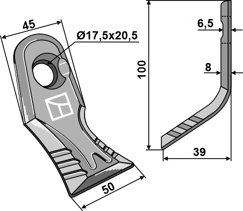 Y-Messer 100x45mm - Schnell-Wechsel-System geeignet für: Noremat Pruning hammers, pruning hammers quick-change, Y-blades, flails