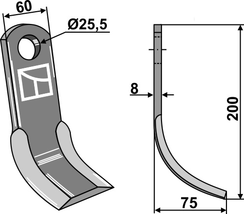 Y-Messer 200x60mm geeignet für: Vogel u. Noot Hammerslagler, Y-knive, knive