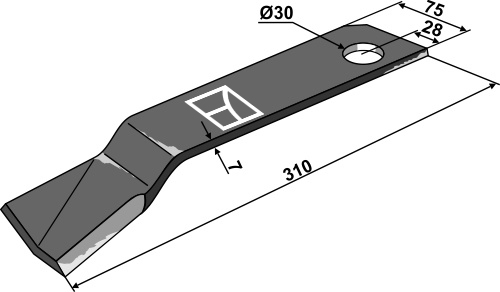 Schlegelmesser 310x75mm - links geeignet für: Votex Pruning hammers, blades twisted, Y-blades, flails