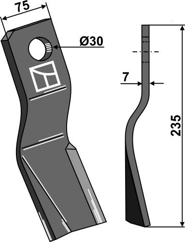 Schlegel 235x75mm geeignet für: Votex Pruning hammers, blades twisted, Y-blades, flails
