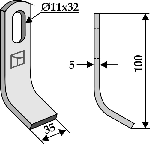 Schlegel 100x35mm geeignet für: Votex Pruning hammers, blades twisted, Y-blades, flails