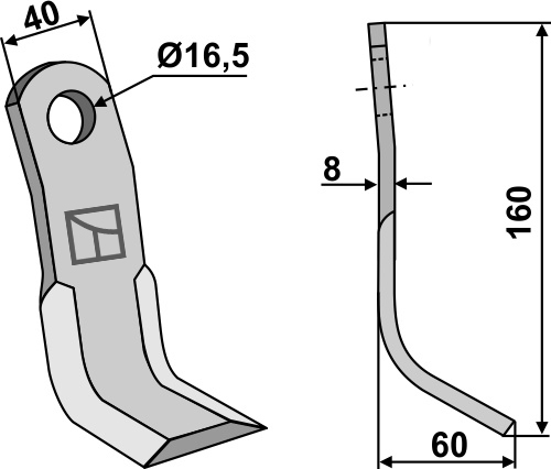 Y-Messer geeignet für: Nobili Marteaux broyeurs, marteau broyeur PTA, couteaux-Y, couteaux équerre, coutaux torsadés