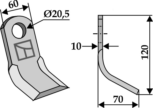 Y-Messer geeignet für: Zappator Hamerklepels, hamerklepels PTA, Y-messen, klepels, recht messen