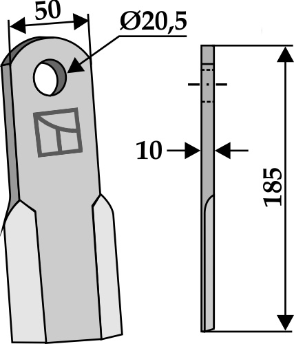 Gerades Messer 185x50mm geeignet für: Zappator Pruning hammers, pruning hammer PTA, Y-blades, flails, straight blades