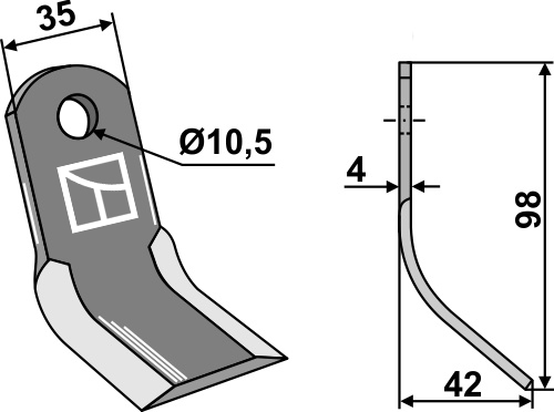 Y-Messer 98x35mm geeignet für: Müthing Hammerslagler, hammerslagler PTA, Y-knive, slagle