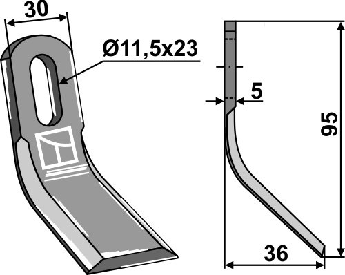 Y-Messer 95x30mm geeignet für: Hermes Cuchillas Y, cuchillas segadoras