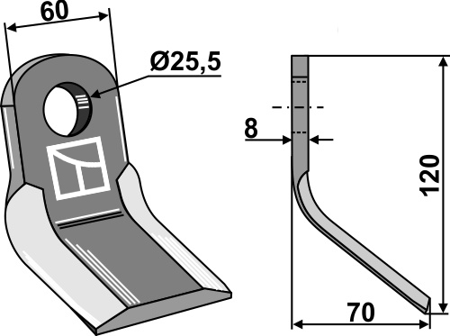 Y-Messer 120x60mm geeignet für: Vigolo Pruning hammers, Y-blades, flails