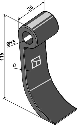 Cuţit  115x35mm geeignet für: Kverneland Cuţite Y, cuţite răsucit, ciocan tocător 