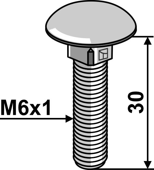 Śruby z łbem grzybkowym, galwanicznie ocynkowane - M6x1