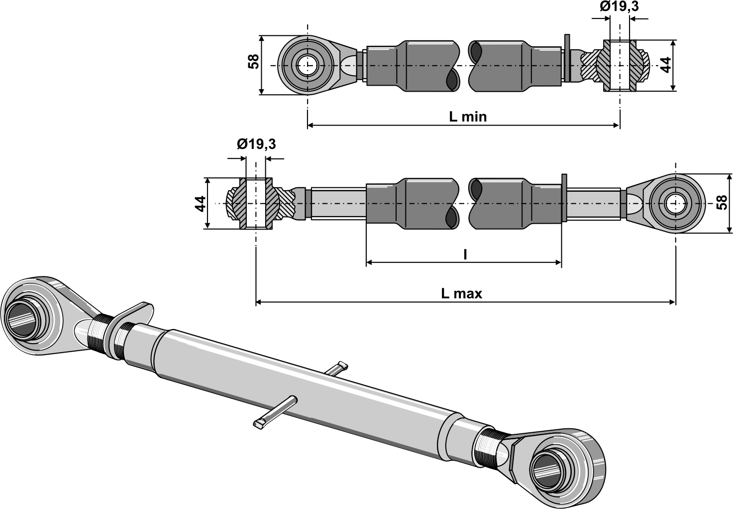 Oberlenker M30x3,5 Standard