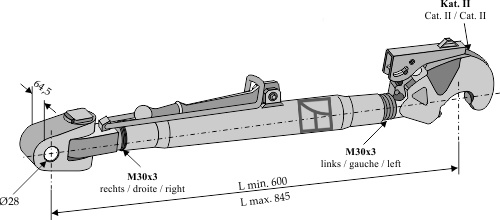 Oberlenker kpl. 600mm geeignet für: M30x3