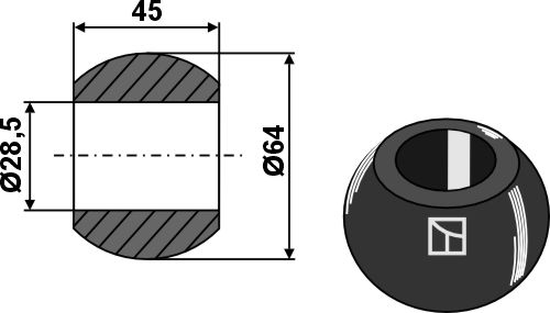 Kugle for liftarm - Cat. III-II - BLACK LINE