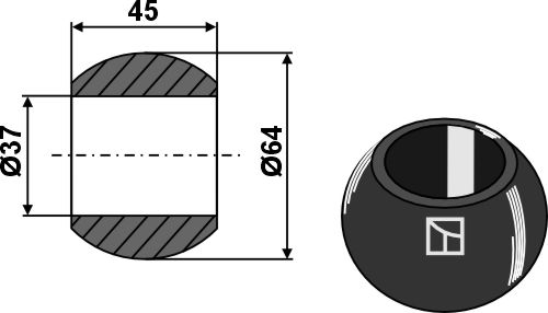 Kugle for liftarm - Cat. III - BLACK LINE