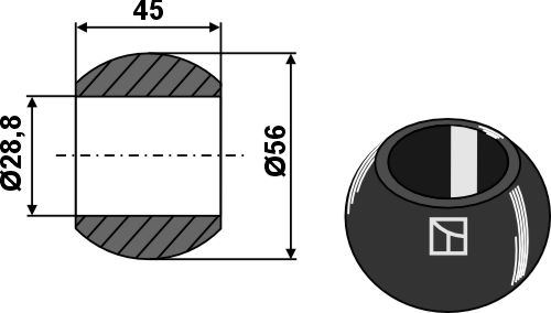 Kugle for liftarm - Cat. II - BLACK LINE